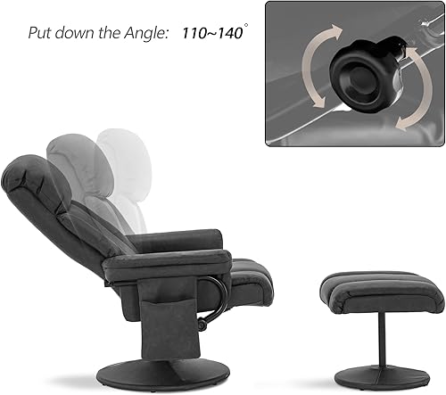Miniatura 23 de MCombo Silla reclinable giratoria con otomana, silla de TV con masaje por vibración, ideal para RV espacio pequeño, sala de estar y dormitorio 4539