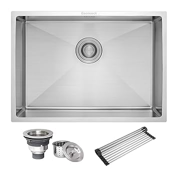 Gaomasck Kitchen Sink , 22 x 16.5 inch Undermount Kitchen Sink Single Bowl 16 Gauge Stainless Steel Sink, High-end Handmade for Kitchen Sink, Bar Sink or Outdoor Sink