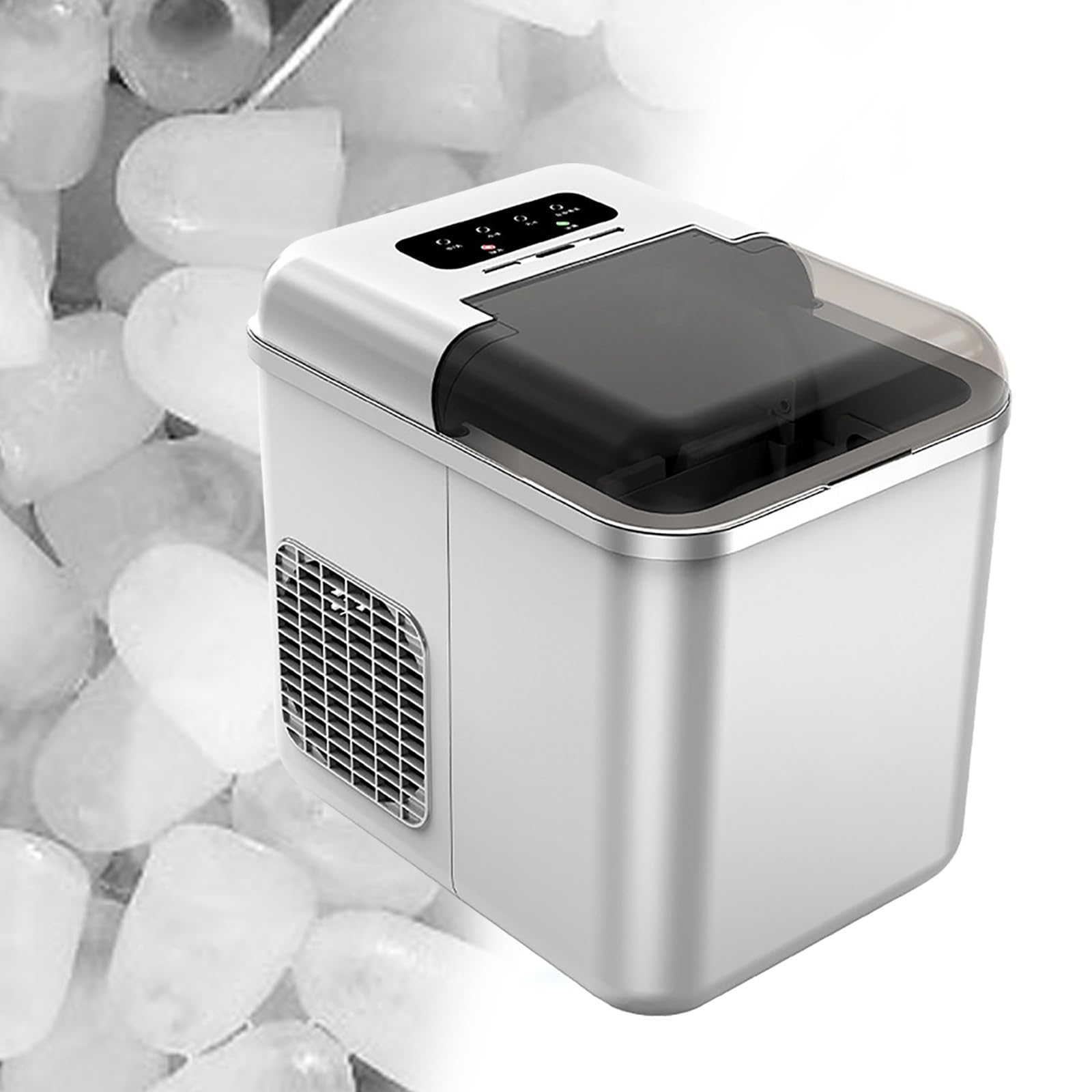 Pequeña máquina de Hielo Multifuncional, máquina de Hielo de Acero Inoxidable, autolimpieza, 2 tamaños de Hielo, 9 Cubitos de Hielo listos en 6-8 Minutos