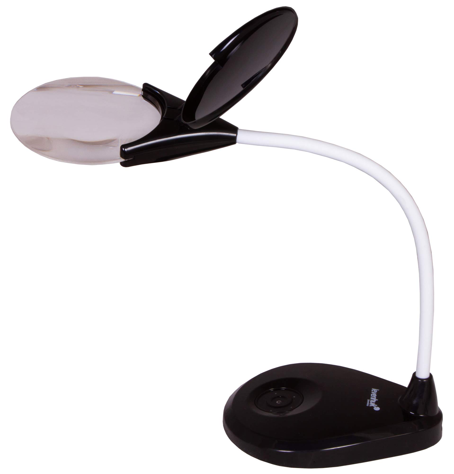 Lupa de Sobremesa Levenhuk Zeno Lamp ZL13 con Iluminación por LED, Ampliación de 2X, Cubierta Protectora y Brazo Flexible para Trabajar de Cerca, Color Negro