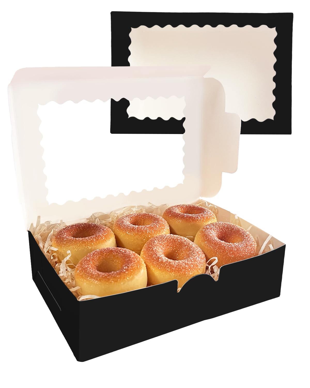 Gcardist 6Pcs Black Cookie Box with Window 22.9x15.2x6.4cm Pastry Macaron Bakery Box For Packaging - Image 4
