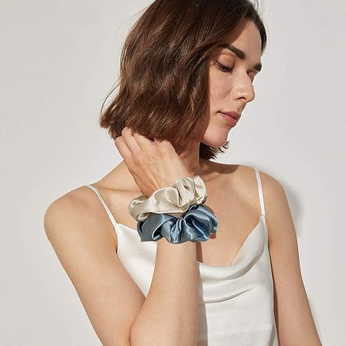 Miniatura 7 de 6 coleteros de seda satinada para el cabello, coleteros grandes de satén para el cabello, coleteros de satén para coleta de caballo que no dañan tu