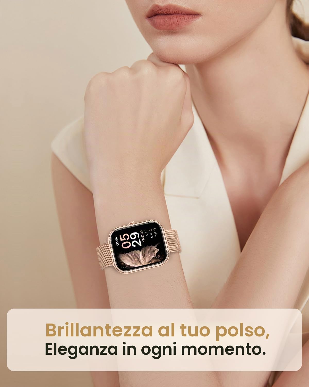 Smartwatch Donna con Chiamata, 1,75" HD Orologio Smart Watch con 130+ Sport, Cardiofrequenzimetro, SpO2, Sonno, Ciclo Mestruale, Fitness Activity Tracker IP68 Android/iOS Oro, Regalo Donna