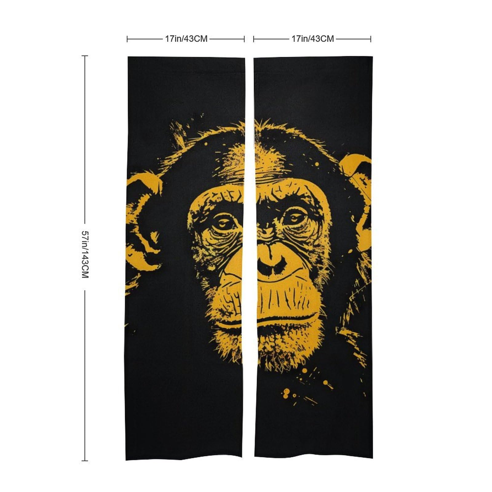 Chimp Monkeys Face Noren Doorway Split Shower Curtain Long Type Window Treatment for Privacy Partition Divider
