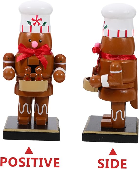 Gingerbread Chef Nutcracker Wooden Nutcracker Ornament 16cm Christmas Wood Puppet Decoration Desktop Xmas Party Favor