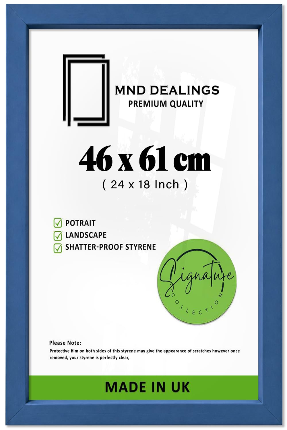 MND Dealings — Sleek Poster Frame (46 X 61 CM | 24 X 18 Inch) Blue | Multi Orientation (Vertical And Horizontal) Display For Paintings, Photos, Prints And Wall Art To Enhance Any Living Space