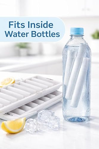 Miniatura 3 de Juego de 2 bandejas para palitos de hielo, hace palitos de hielo largos y estrechos para botellas de agua y botellas deportivas, plástico sin BPA