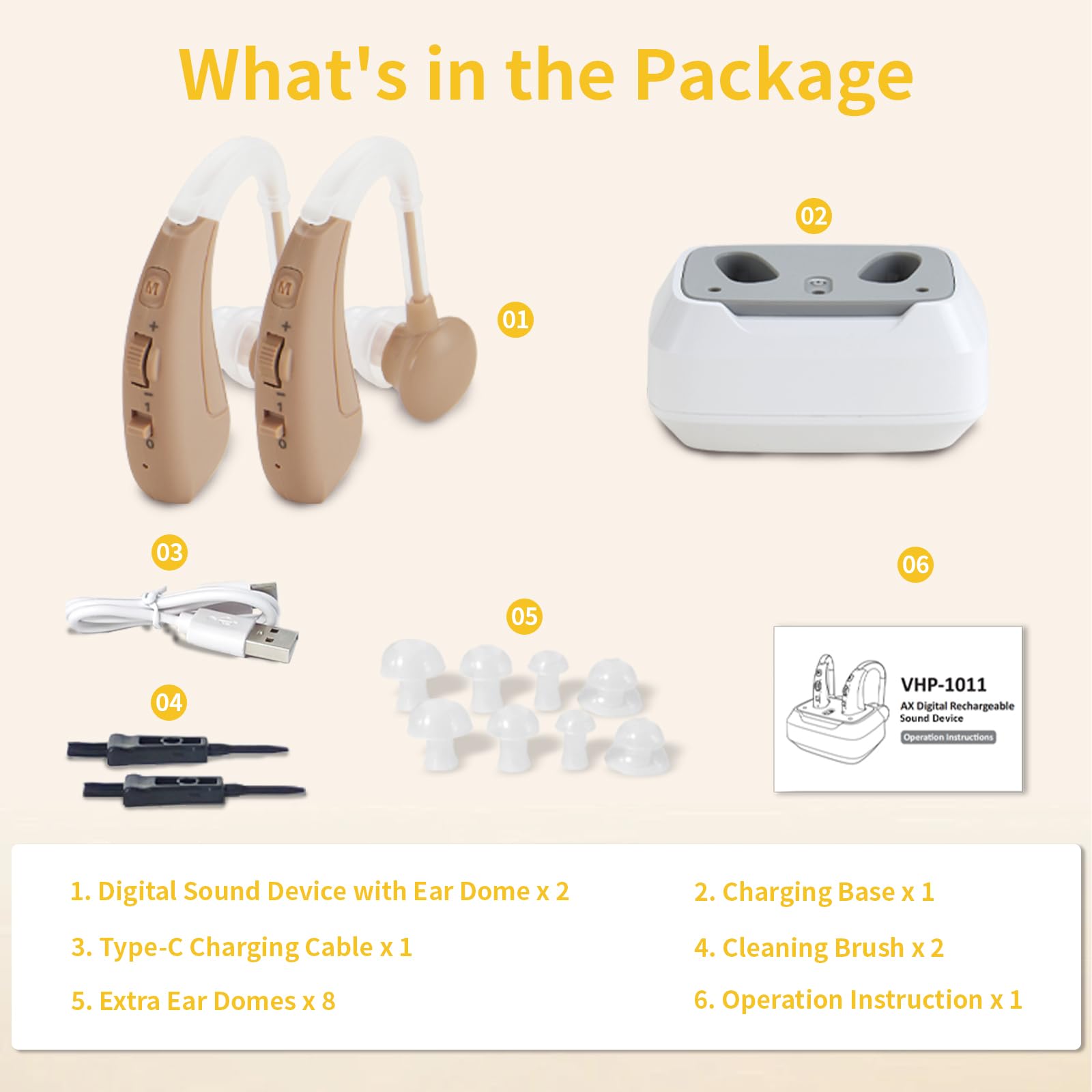 Dispositivi sonori ricaricabili per adulti con custodia di ricarica, 4 modalità, Lunga durata della batteria e cancellazione intelligente del rumore, vestibilità comoda per casa, TV/Sound Device