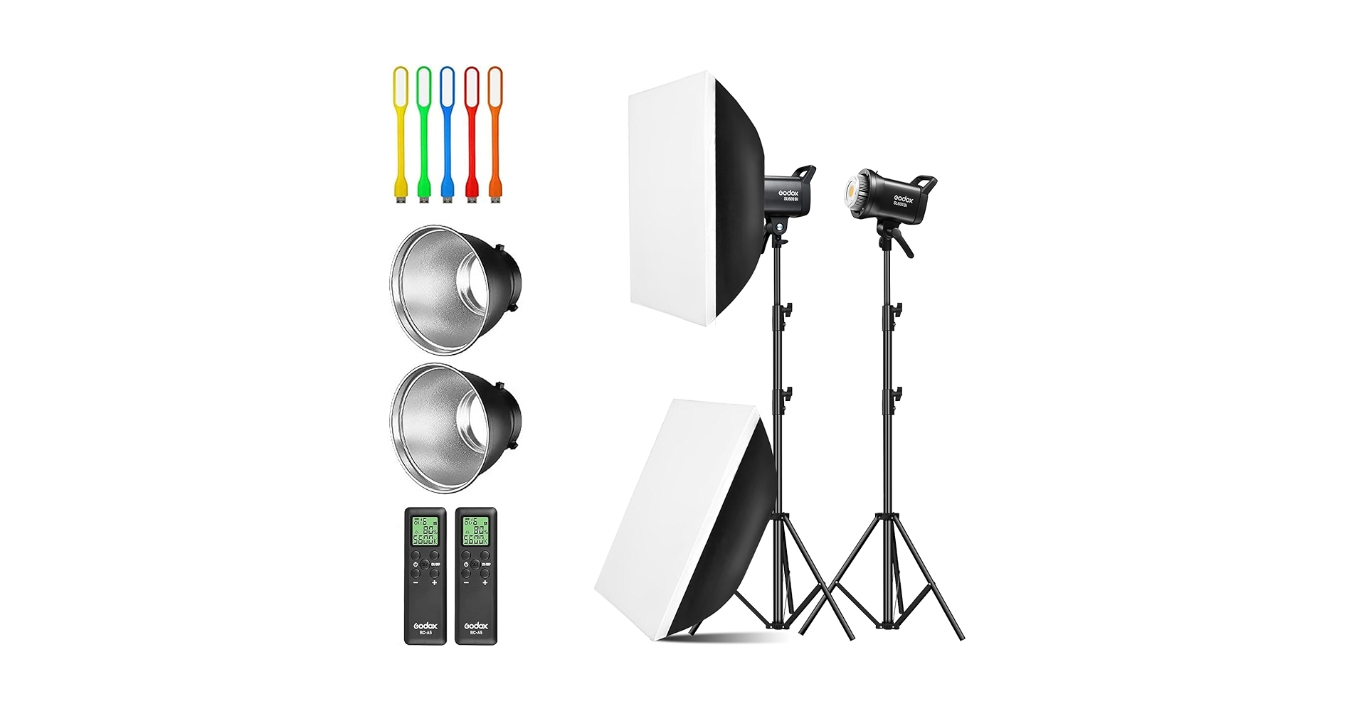 Godox SL60W ＆　LEDパネルライト各2台セット Godox SL60W 2-Light/ 2-Stand/ 2-Softbox/ Case Kit - Stewarts