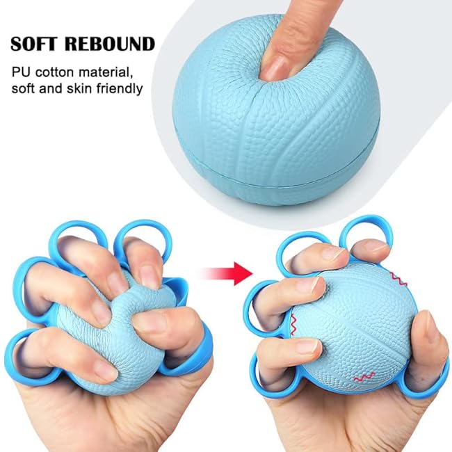 Finger Exercise Ball, Finger Strengthener Training Squeeze Ball Silicone Finger Stretcher Hand Grip Strength Training Ball Forearm Wrist Stress Relief Physical Therapy Hand Strength Exerciser