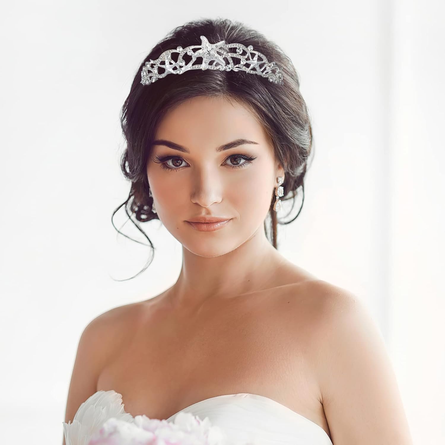 Beaupretty Mermaid Crown Sea Star Headband Rhinestone Tiara Wedding Headpiece Bridal Hair Accessories - Image 2