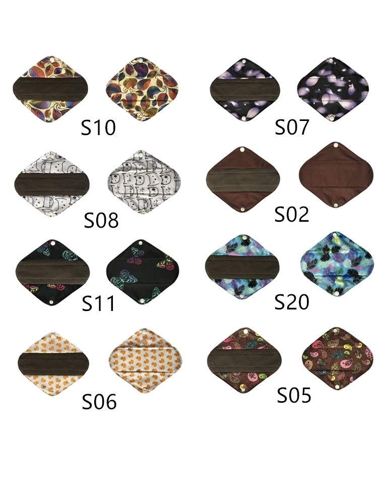 MUMBABY 16 szt. pełny zestaw testowy 1 szt. mini torba na mokre + 5 x 2 x 20 cm + 6 x 25 cm + 2 x 30 cm + 2 @35 cm + 1 @40 cm węgiel bambusowy mata/podkładki menstruacyjne wielokrotnego użytku