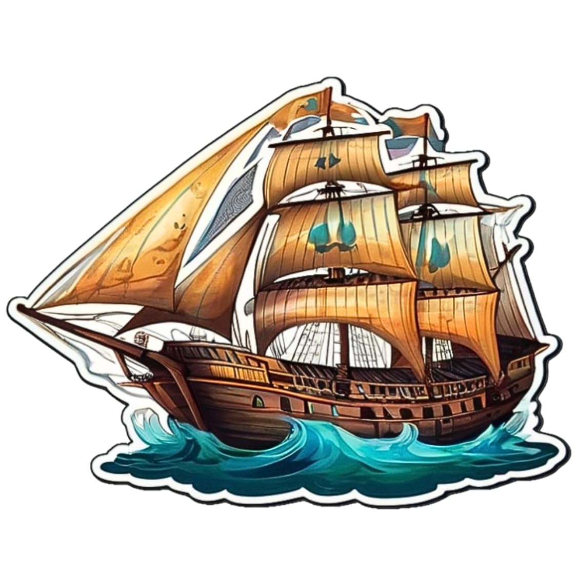 3pcs Sailing Ship Stickers for 3in Water Bottles, Waterproof Stickers for Computers, laptops, Phone Cases, Skateboards, Hats, Luggage Stickers..(TH11)