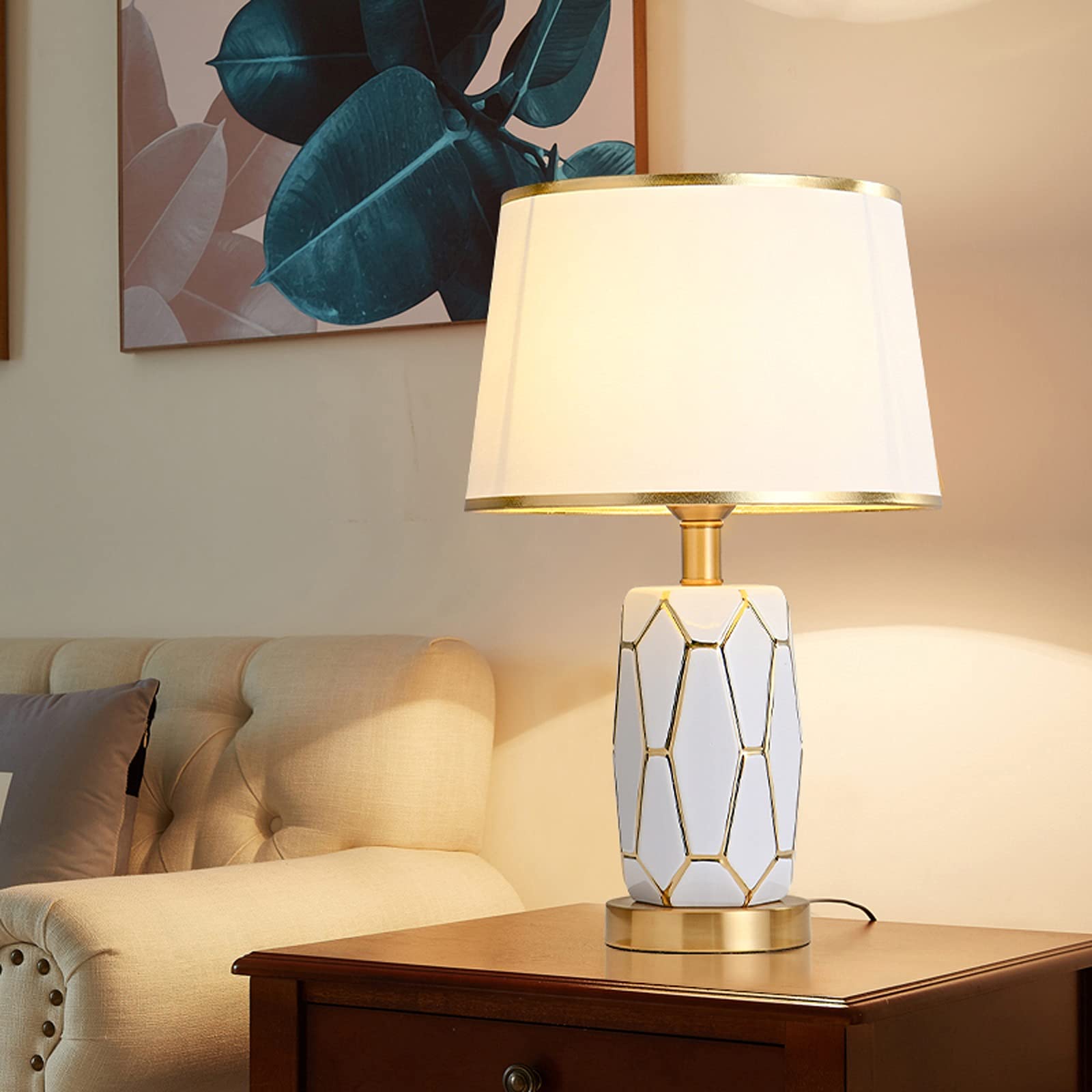 Luce da Scrivania Luce per la Lettura Lampade da tavolo retrò Lampade da comodino in ceramica con paralume in tessuto e base in metallo Semplicità Comodino Lampade da tavolo for home office Cafe Resta