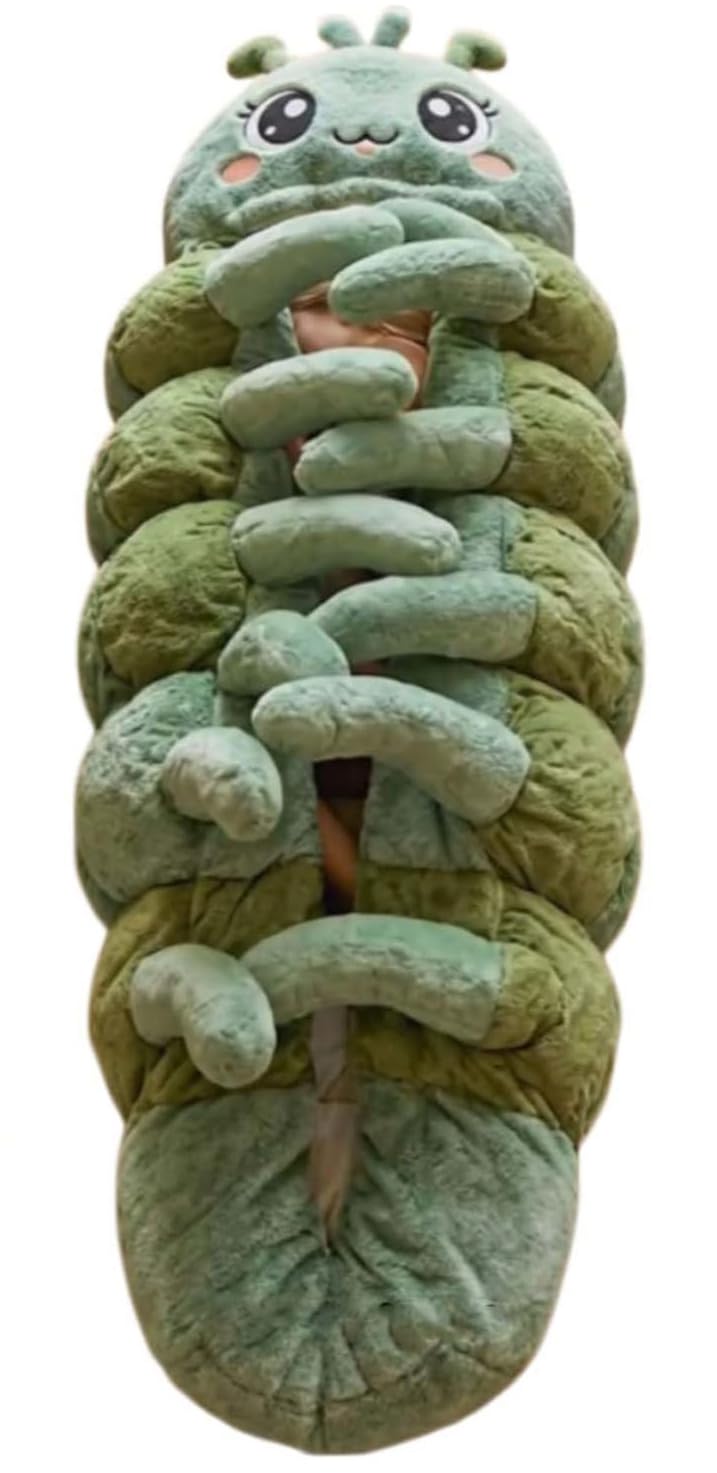 Hugging Raupe Schlafsack Plüsch Kokon Lounge Pods mit Verstellbarer Zugkordel Ganzkörper Plüsch Liege Übergroßer Raupenschlafsack für Erwachsene