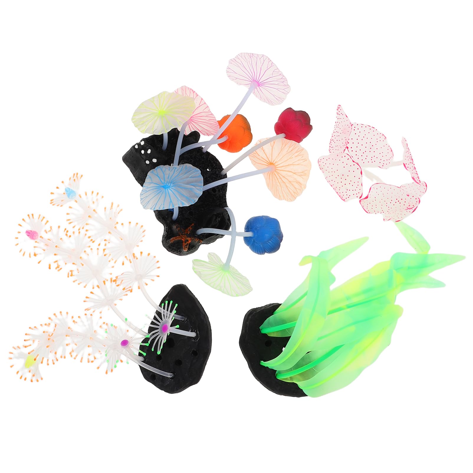 YARNOW 2 Juegos Decoración De Pecera Artificial Decoración del Acuario De Pescado Plantas De Agua Verde Artificial Decoraciones De Pecera De Plástico Coral Falso El Plastico 4 Uds * 2