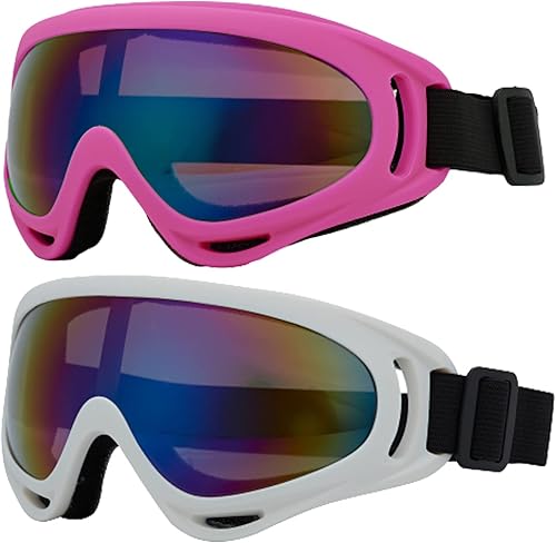 FUT Ski Goggles Motorcycle Snowboard Goggle for Men Women  Youth 2 Pack