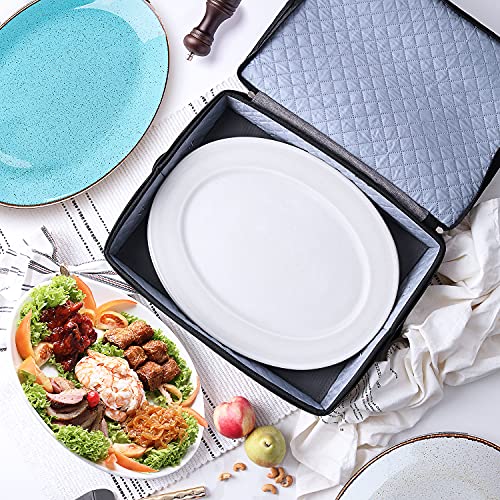 Hearth & Harbor Hard Shell 6 Piece Dish Storage Containers, Stackable Plate Storage Containers, Coffee Mug Storage And Wine Glass Storage Box With Dividers, Quilted Dish Organizers #TOP6
