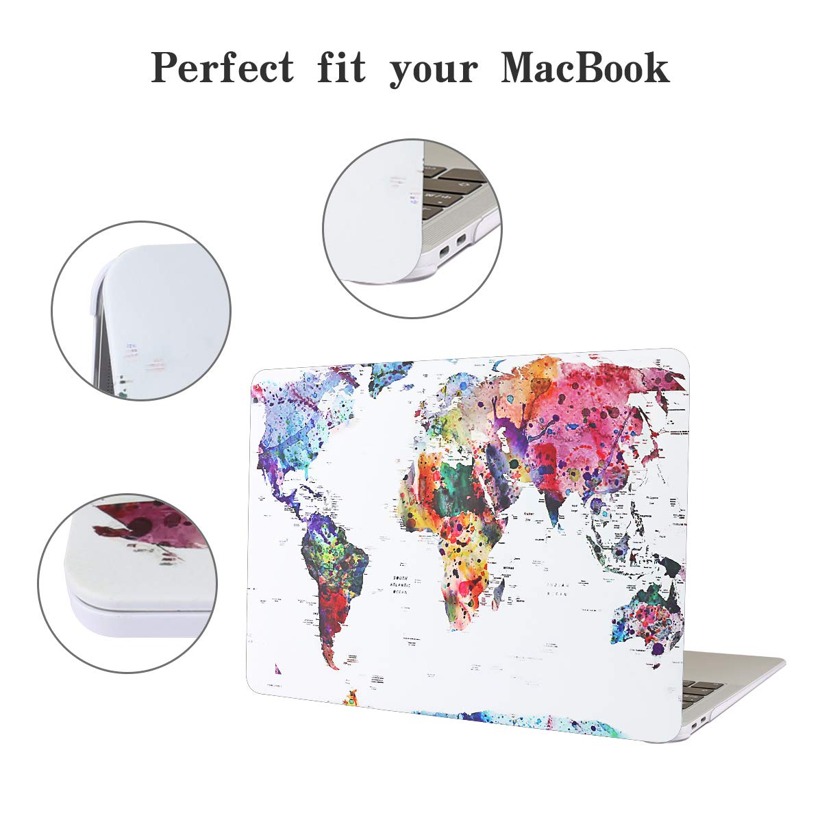 Compatible with MacBook Air 13 inch Case, M1 A2337 A2179 A1932 with Touch ID, Plastic Hard Shell Case Protective Laptop Cover, Moxy Map Three — view 3