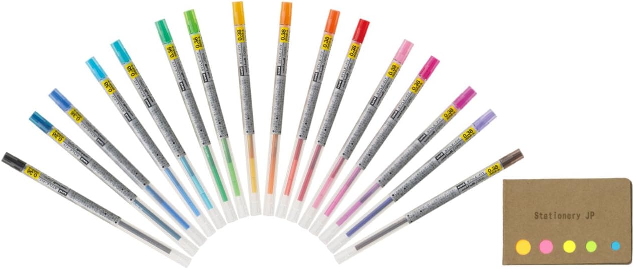 Signo Gel Ink Refills for Style Fit Gel Multi Pen 0.38mm 16 Color Ink, Sticky Notes Value Set