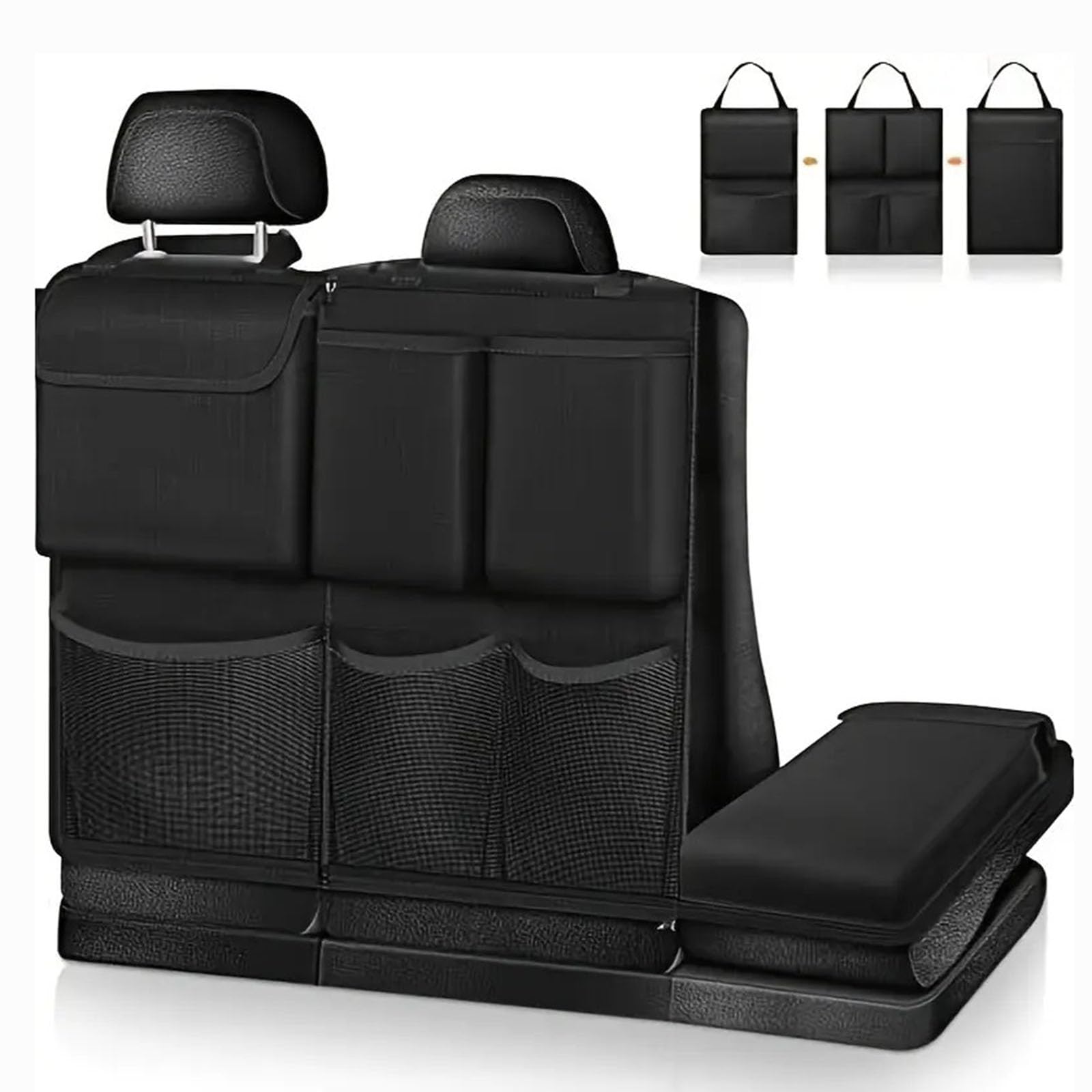 FVVWVRCSX Car Trunk Organisers, for Renault Kangoo 1997-2022 2023 2024 2025 X61 X62 Hanging Seat Storage Bag for Space SavingCar Boot Tidy Organiser with Magic Sticker,Black