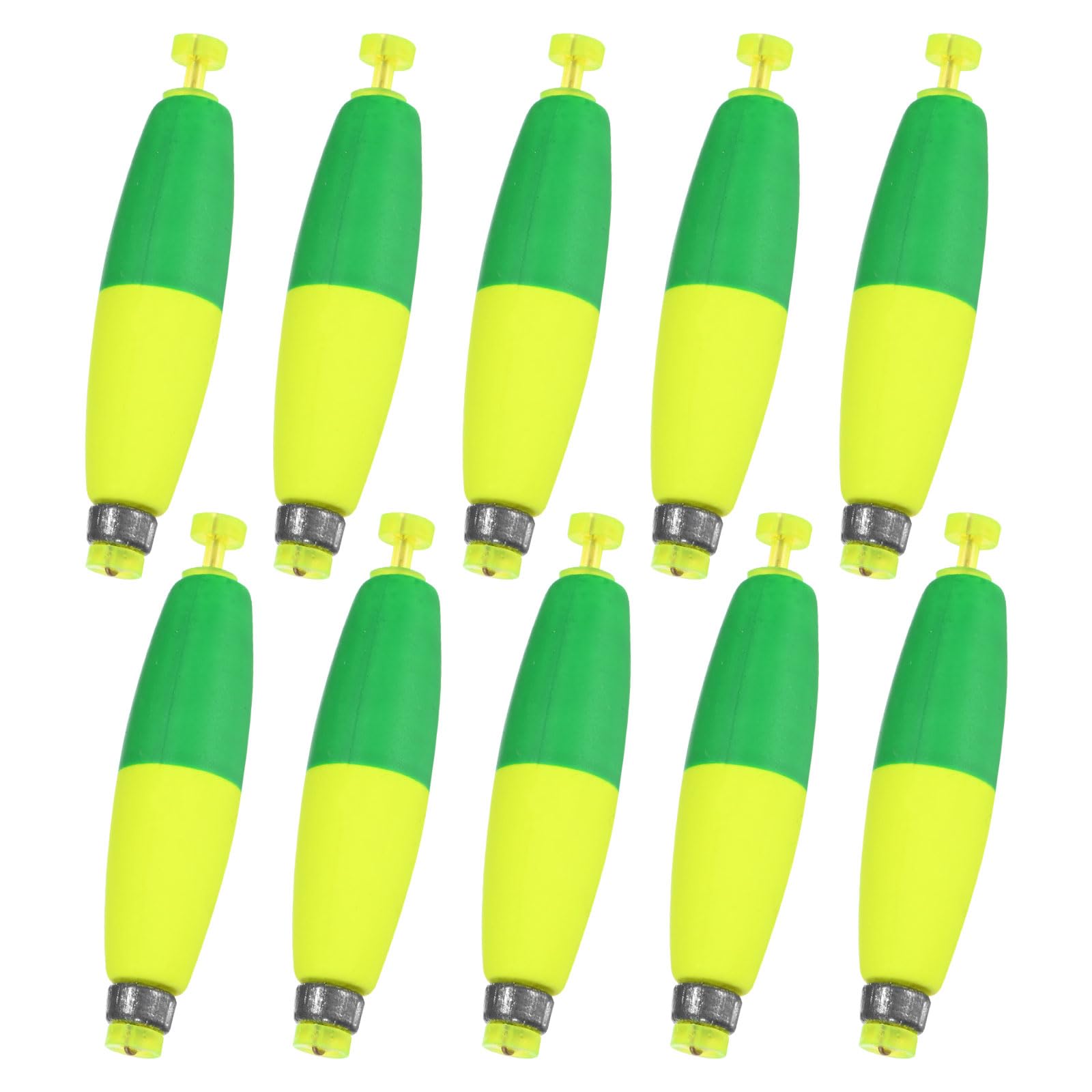 M METERXITY 10-Pack Fishing Bobbers Floats, 77mm EVA Foam Weighted Bobbers for Crappie/Bluegill/Trout Bass/Catfish, Clip-on Floats Slip Corks Floaters Strong Buoys [Green & Yellow]