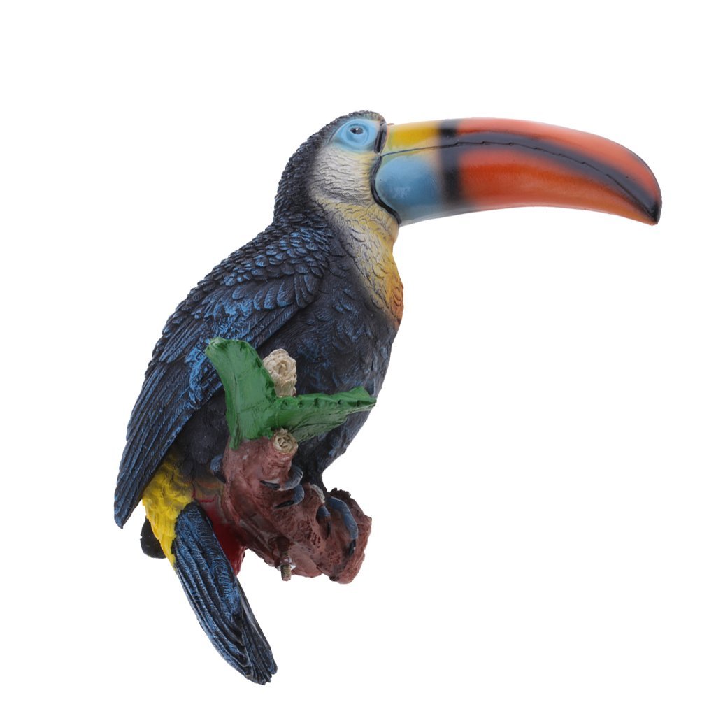 Tubayia Resin Toucan Bird Sculpture Decorative Garden Figure for Balcony Tree Patio Garden Decoration Ornament