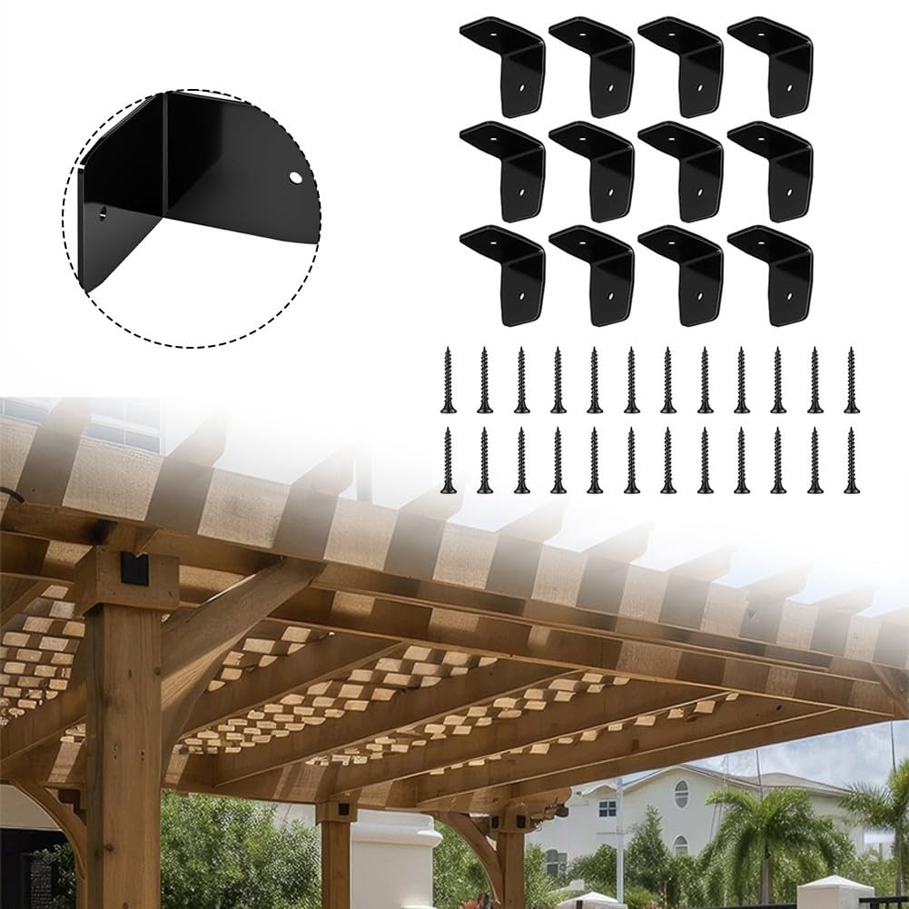 12 Clips Angulo Negro para acero Galvanizado Tornillos 12 Clips(2.95*3.7in)