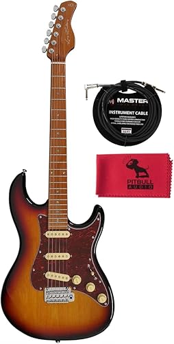 Sire Larry Carlton S7 Guitarra, arce tostado FB, tabaco Sunburst con cable y paño