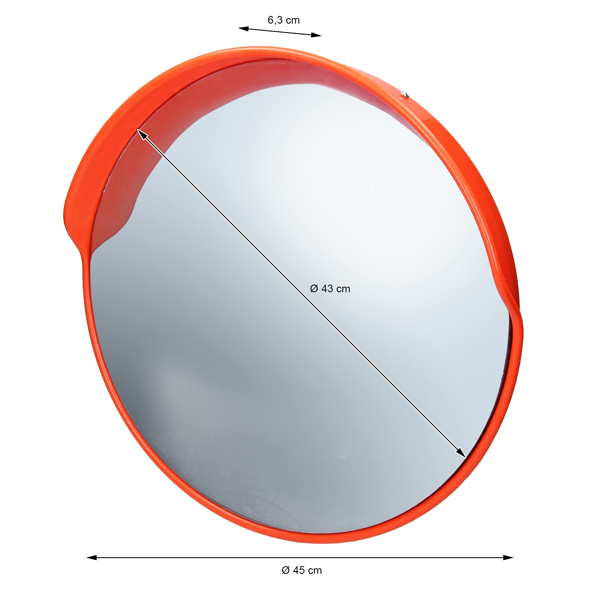 ECD Germany Espejo de Tráfico Ø 45 cm con Soporte Giratorio Rojo Irrompible Retrovisor de Seguridad Resistente a la Intemperie Reflejo de Vigilancia Panorámico Espejo Convexo Facilita Entrada y Salida