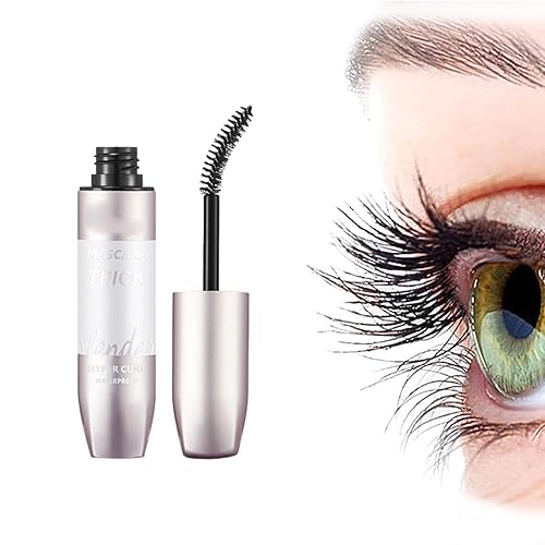 Rizo de fibra 4D de larga duración, resistente al agua, 4D, pestañas de maquillaje de larga duración, volumen y rizo (negro)