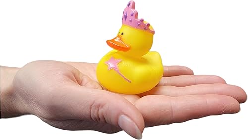 Miniatura 3 de Patos de goma geniales para niñas, estrellas de princesa rosa y morado (2 pulgadas), tamaño estándar. (paquete de 12) lindos juguetes de piscina de
