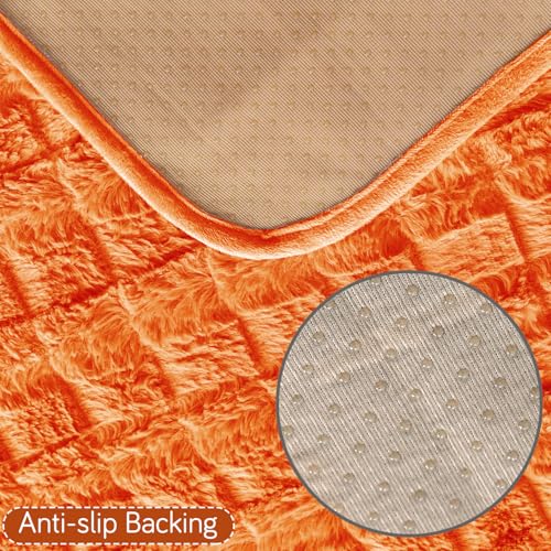 Image of HOKIPO 'Plush Haven' Premium Anti-Slip Backrest Mat | Soft Fluffy Plush Fabric, Orange - 1 PC (AR-6256-OR)