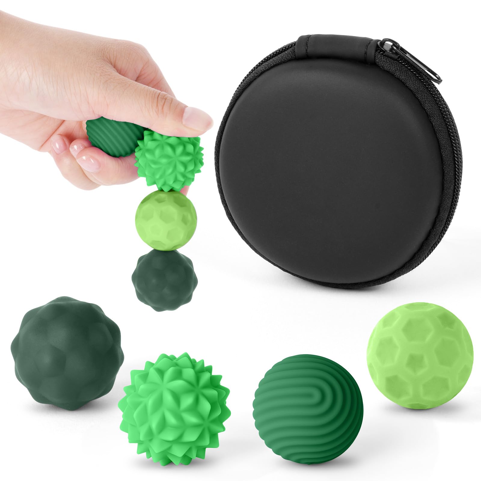Ainiv 4PCS Magnetic Balls Fidget Toys, Silicone Anti Stress Balls Fingers Toy for Autism ADHD Anxiety, Quiet Office Desk Toy, Fun Textures Sensory Toys for Adults & Teens (Green)