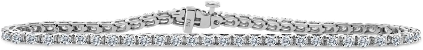 IGI Certified 1-7 Carat Diamond Tennis Bracelet in 14k White Gold (K-L color, I2-I3 Clarity, 7in)
