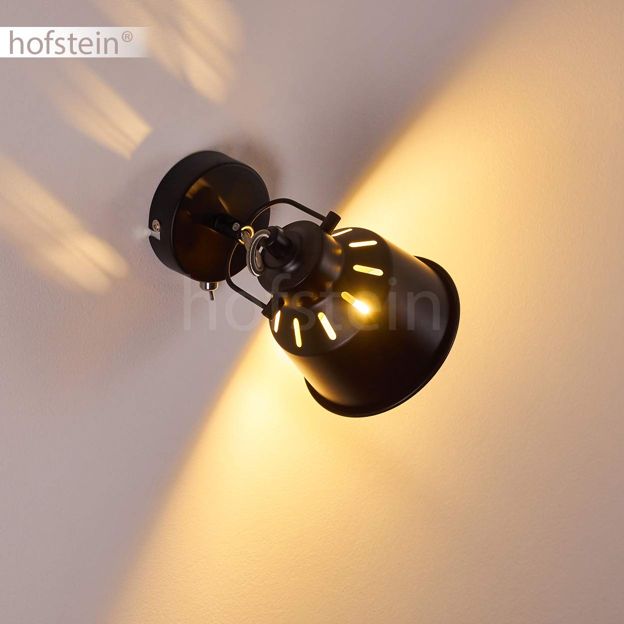 Wandleuchte Safari, verstellbare Wandlampe aus Metall in Schwarz/Gold, 1-flammig, 1 x E14-Fassung, Wandspot im Retro/Vintage Design, ohne Leuchtmittel
