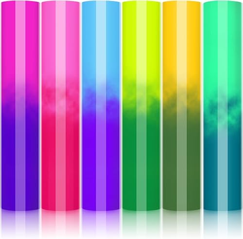 AHIJOY Vinilo adhesivo permanente que cambia de color para Cricut paquete de 6 vinilos permanentes fríos de 12 x 36 pulgadas vinilo sensible al frío