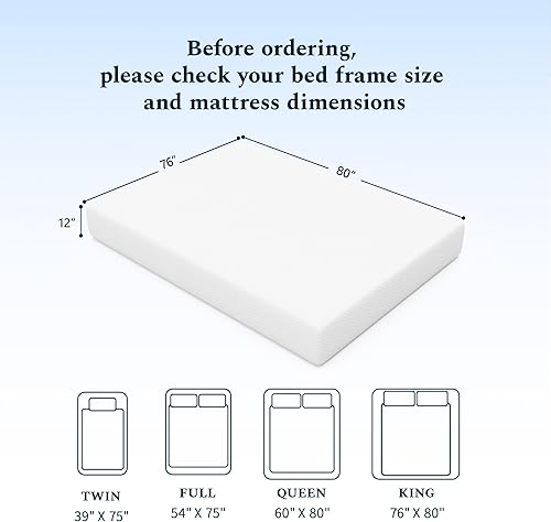 Miniatura 2 de Colchón King de espuma viscoelástica de 12 pulgadas en una caja, sin fibra de vidrio, para aliviar la presión y el dolor, suave y cómodo
