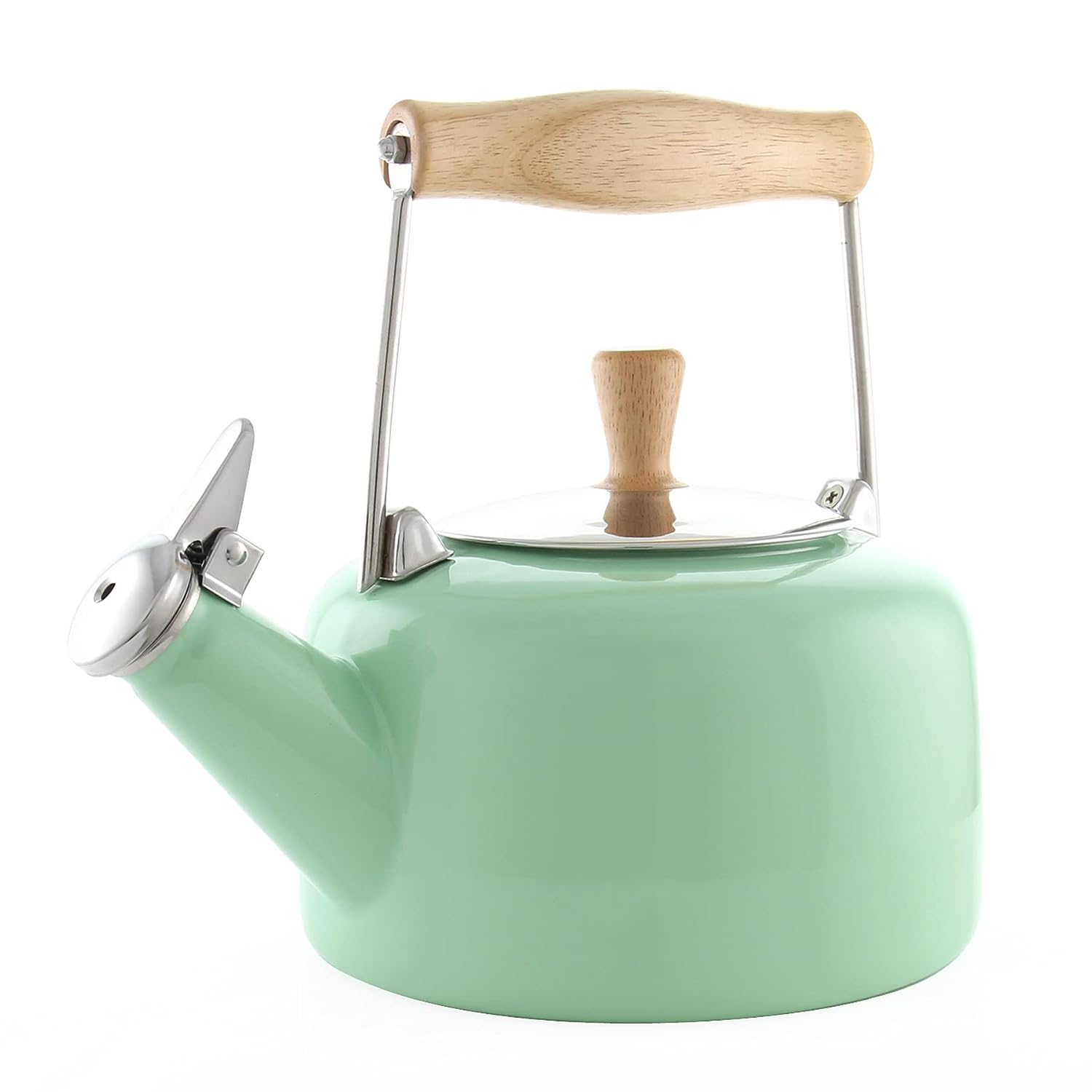 Chantal SVEN Enamel on Steel Whistling Teakettle with Natural Wood handle, 1.4 quarts (Blue Cove), view 5