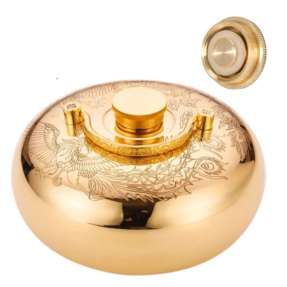 Große Wärmflasche 3L/2L/1L Metall Bettflasche Auslaufsicher, Klassisch Messing Wärmflaschen Mit Bezug (Color : Art Craft, Size : XXL) Drogerie & Körperpflege