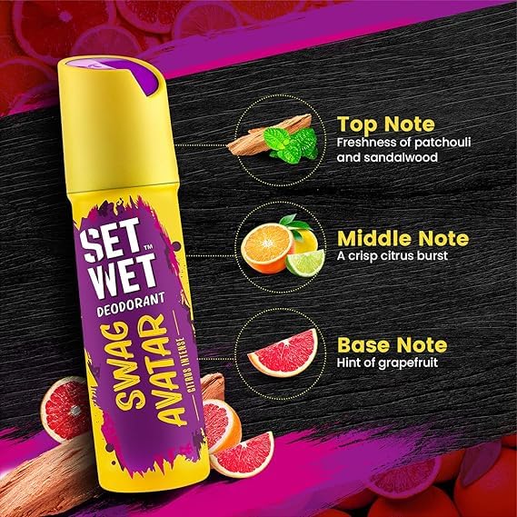 Image of SET WET Deodorant For Men Swag Avatar Citrus Intense, 150ml pack of 2