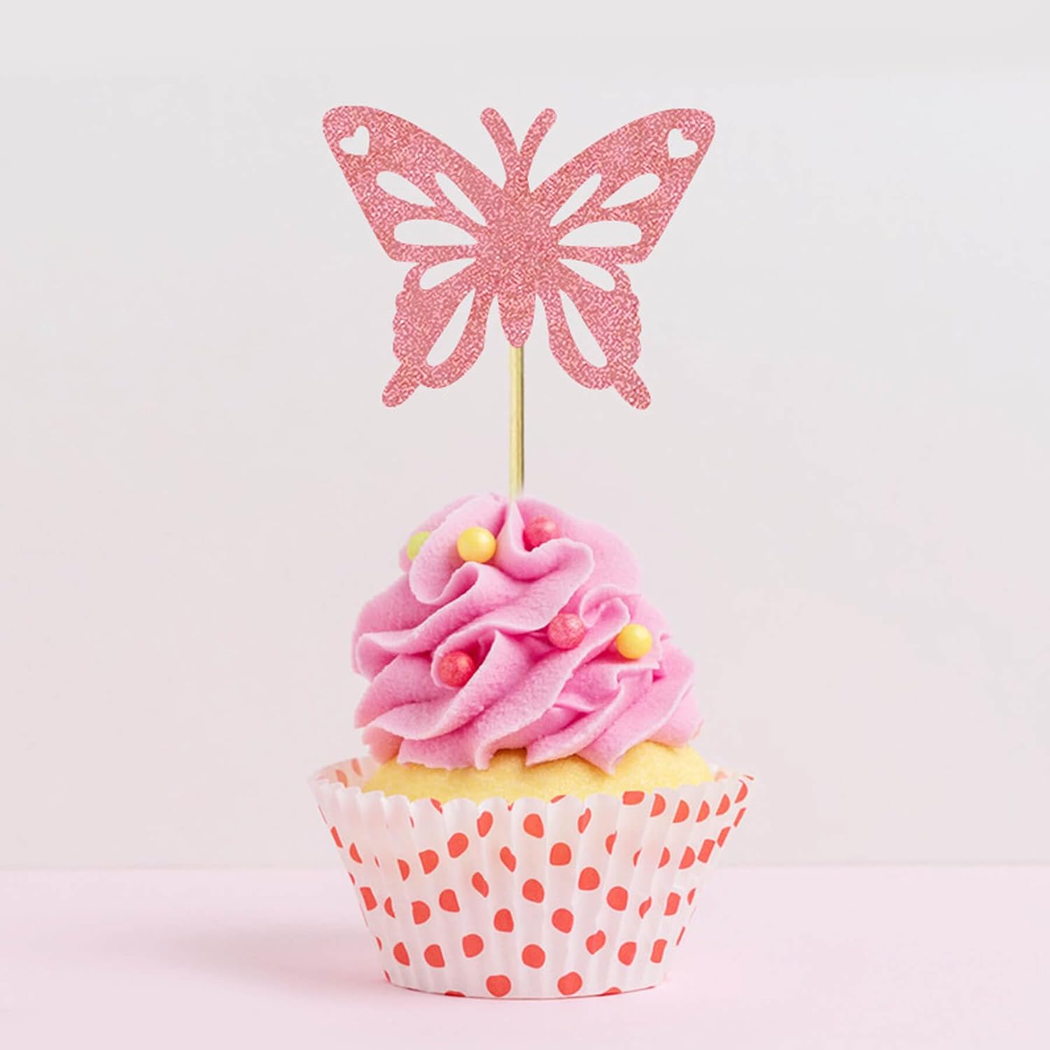 24Pcs Butterfly Cupcake Toppers Glitter Assembled Flying Butterfly Cupcake Picks Wedding Engagement Bridal Baby Shower Birthday Party Decorations Supplies
