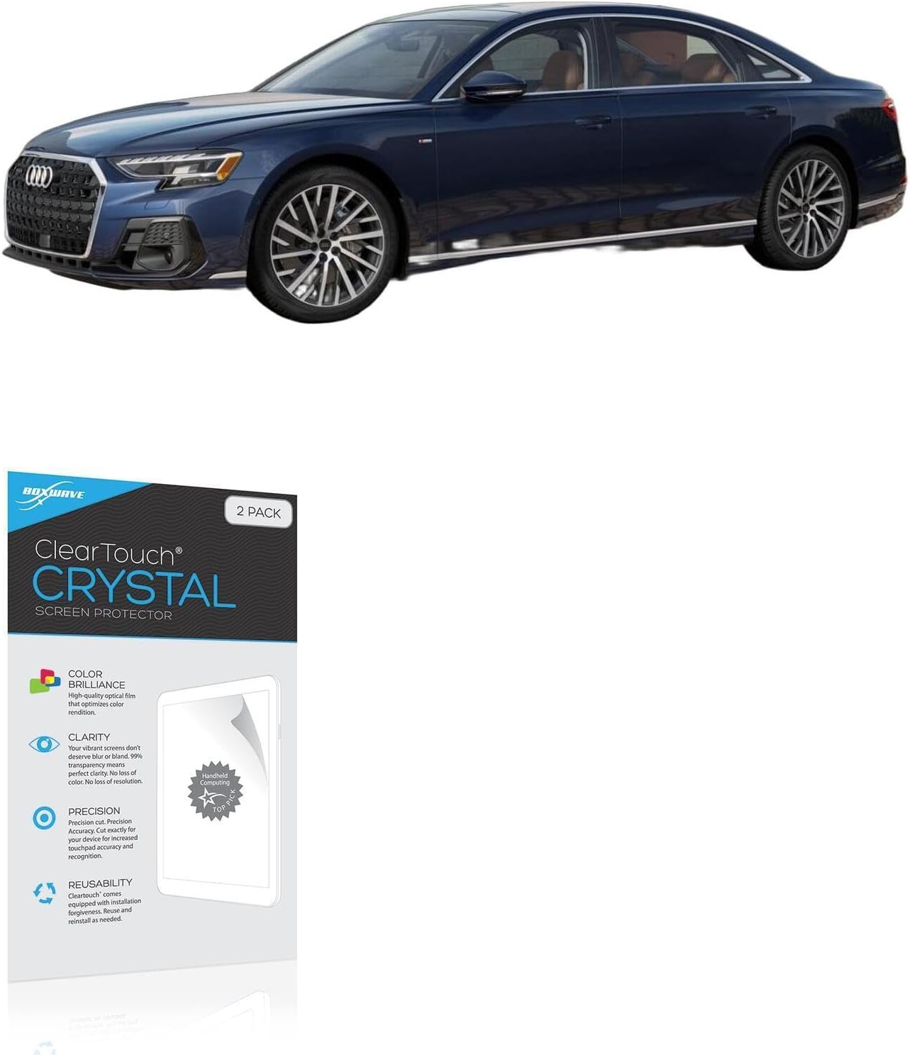 BoxWave Screen Protector Compatible with Audi 2024 A8 Climate Control Display (8.6 in) - ClearTouch Crystal (2-Pack), HD Film Skin - Shields from Scratches