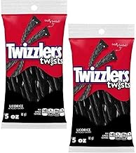 TwizlerTwists Black Licorice Twists 2 Pack - 5 oz Approx 40 Sticks Chewy Candy, Original Fat Free Licorice, Soft Black Licorice Flavor Candy 5 Oz. each bag
