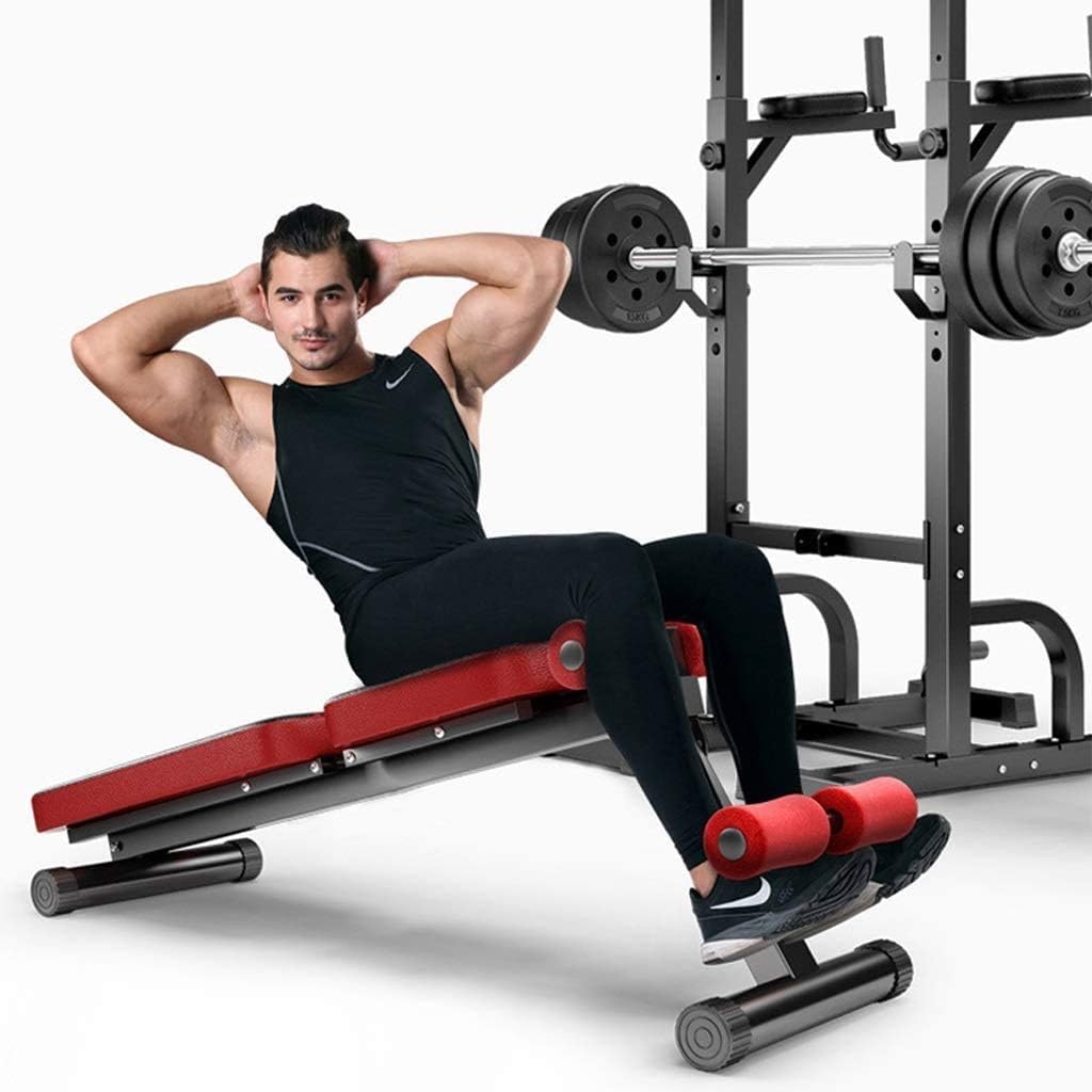 GOFEI Squat Rack Stands, Multifunctional Power Rack Fitness Barbell Rack with Weight Lifting Bed, for Family Fitness and Strength Training,Black : Sports & Outdoors