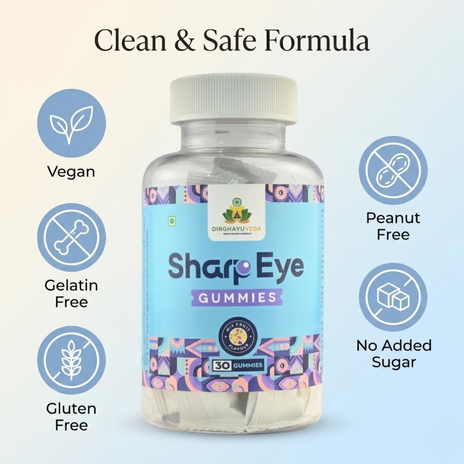 Sharp Eye Gummies | Eye Health Supplement with Lutein, Zeaxanthin, DHA & Vitamins A, C, E | Supports Vision, Eye Protection & Screen Fatigue Relief | Mixed Fruit Flavour | 30 Gummies — Amazon image 5