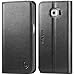 S6 Edge Leather Case, Shieldon® Genuine Leather Wallet Case, Flip Book Case Cover with Stand Function and Credit Card Compartments [Magnetic Closure] for Samsung Galaxy S6 Edge, Black