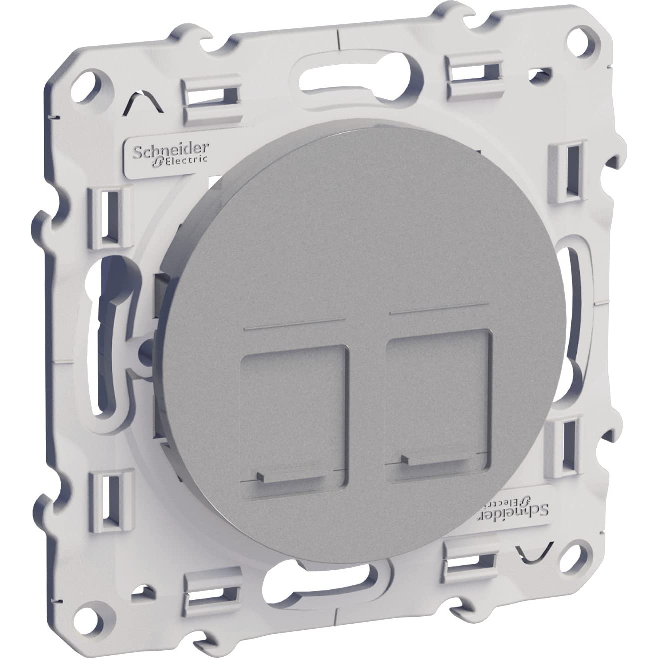 Schneider Electric - Odace, prise double RJ45 Alu, grade 3 (multimédia) cat. 6 STP, à vis - S530486