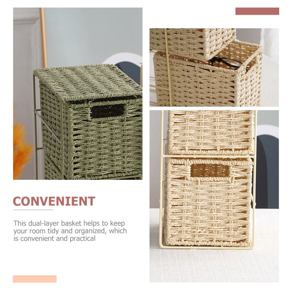 Alipis Panier de Rangement Double Couche en Pvc et Fer Maison Organisateur D'espace