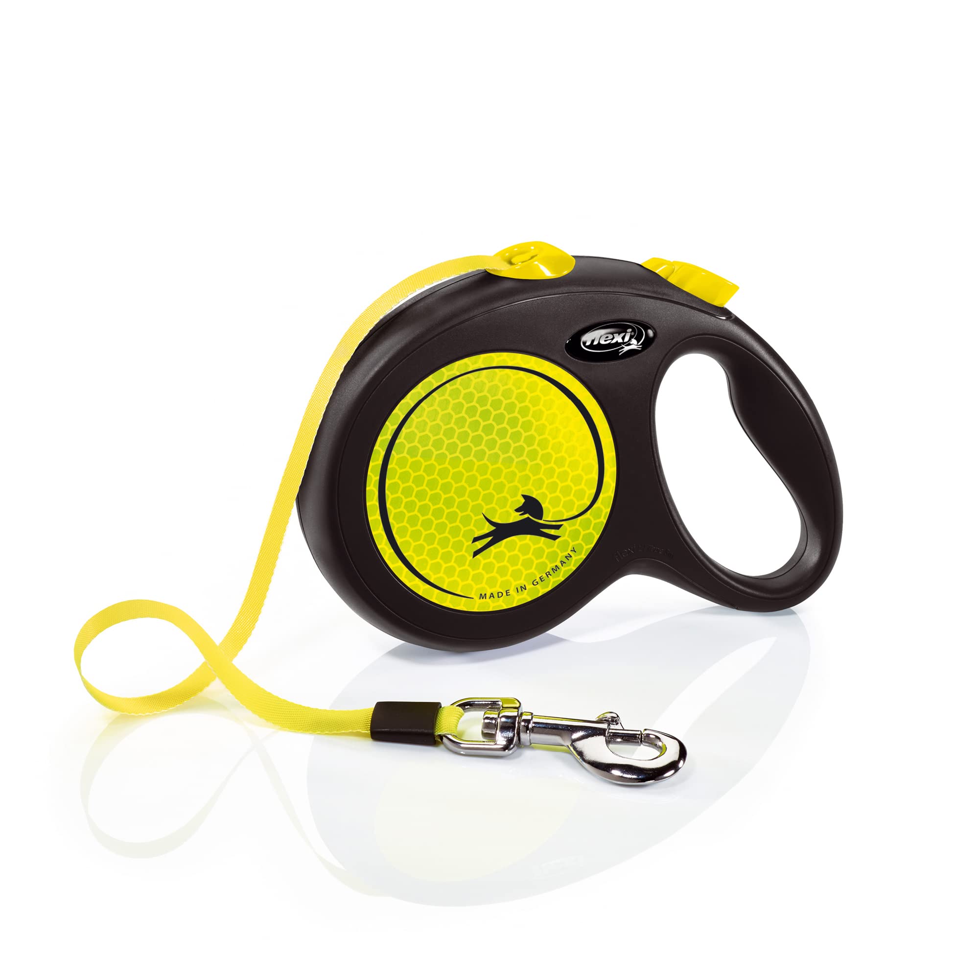 Flexi New Neon Yellow Tape, Retractable Dog Leash Large 5M 50Kg